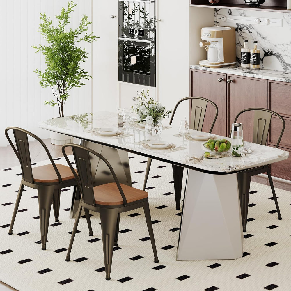 18 Inch Metal Dining Chairs,Arlunar Farmhouse Chairs Set of 4 Black Dining Ro...