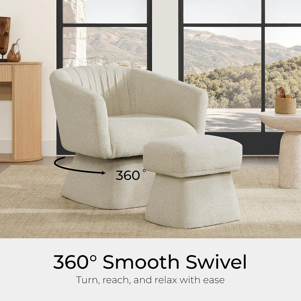 Zerel's HOME Swivel Accent Chair with Ottoman, Upholstered Barrel Accent ...
