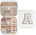 Parima Christmas Stocking Stuffers Gifts for Teenage Girls Grandkids, 3 4 5 6 7 8 9 10 11 12 13 14 Year Old Girl Gifts, Gift for Women Travel Jewelry Case Jewelry Box | Letter A, White