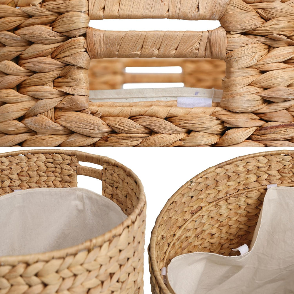 happimess SSL1003B Josie 18" Modern Coastal Hand-Woven Hyacinth Storage ...