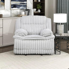 Lexicon Manual Glider Recliner Chair, Corduroy Manual Tab Pull Reclining Chair with Pillow Top Arms, Plush Cushions, Cozy Theater-Style Accent for Living Room/Bedroom, Easy Assembly, Gray