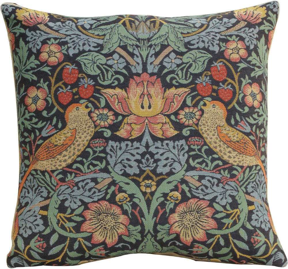 William Morris Strawberry Thief A Blue Tapestry Throw Pillow Cover 18 x 18