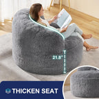 Hobestluk Bean Bag Chair Giant Bean Bag Chairs for Adults Big Adult Bean Bag Chair with Foam Filler Large Beanbags with Stuffed Back Lazy Sofa, Grey-Oversize