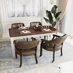 LEEMTORIG Large Dining Chairs with Casters and Arms, Rolling Dining Chairs with Wheels, Game Poker Table Chairs, Boss Caption's Chairs, 26"D x 25.2"W x 31.5"H, Espresso Legs & Choalate PU, XXY-1910-BN