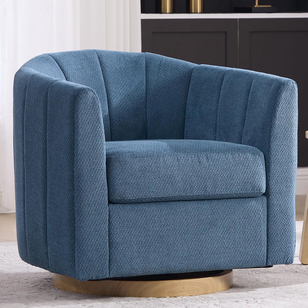 Swivel Barrel Chair Set of 2, 360 Degree Round Swivel Accent Chair for Living Room, Mid Century Modern Upholstered Accent Chair,Comfy Tufted Sofa Armchairs for Bedroom,Nursery,Chenille, Blue