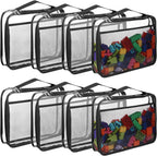 8 Packs Toy Storage Bags with Zipper, Clear PVC Organizing Bags, Reusable Toy Storage Organizer with Portable Handle, Travel Waterproof Organizer Bags for Building Blocks, Puzzle, Toys and Books