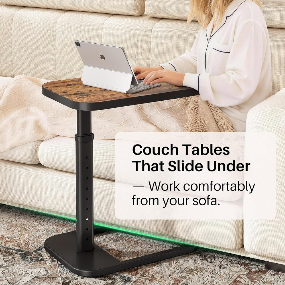 Kitstorack Adjustable Height C-Shaped End Table, 9-Level Side Table with Thic...