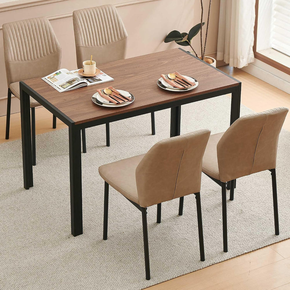 Comfortable Dining Chairs Set of 4 Upholstered Faux Leather Cushion Seat | Er...