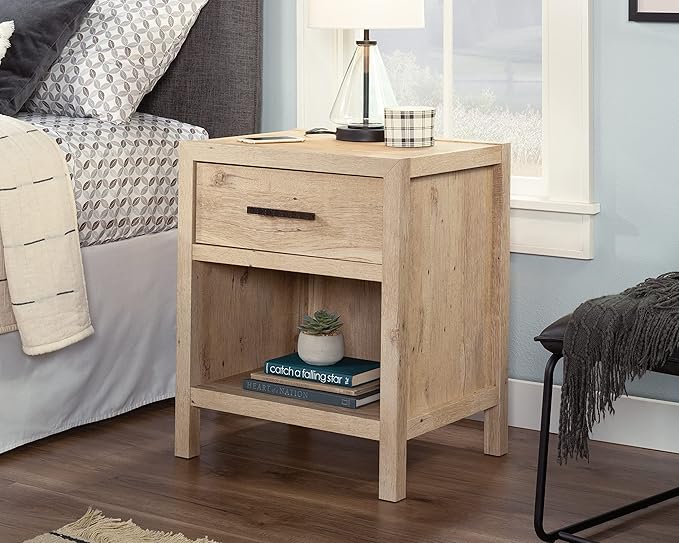 Sauder Pacific View Bedroom Night Stand, Spacious Storage, 1 Drawer Nightstan...