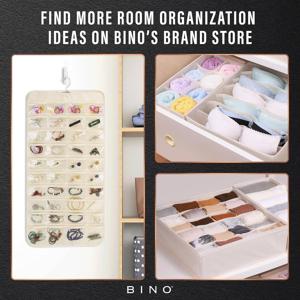 BINO 10-Shelf Shoe Closet Organizer - Beige | Closet Hanging Organizer | Hanging Shoe Rack Storage & Organizer for Bedroom | Hanging Shelves | Portable Closets for Hanging Shoes | Room Essentials