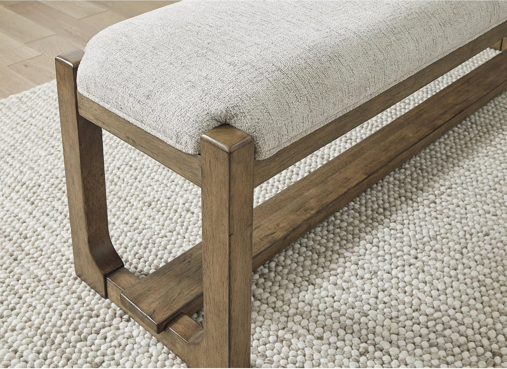 Signature Design by Ashley Cabalynn Farmhouse Upholstered Dining Bench, Foam ...