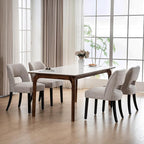 VKNOW Wooden Dining Chairs Set of 4, Modern Fabric Upholstered Dining Room Chair Kitchen Chairs, Farmhouse Dinner Chair for Kitchen Dining Room, Grey-Black Legs