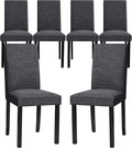 CHUN YI Upholstered Dining Chairs Set of 6, Fabric Dining Room Chairs with Solid Wood Legs, Modern Parson Chairs for Kitchen, Restaurant, Hotel, Dark Gray