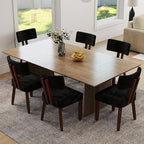 GOTMINSI Mid Century Modern Dining Chairs,Velvet Farmhouse Upholstered Kitchen Chairs, Accent Curved Backrest Dining Room Chairs with Hardwood Legs (Black, 2PCS-Walnut Legs)