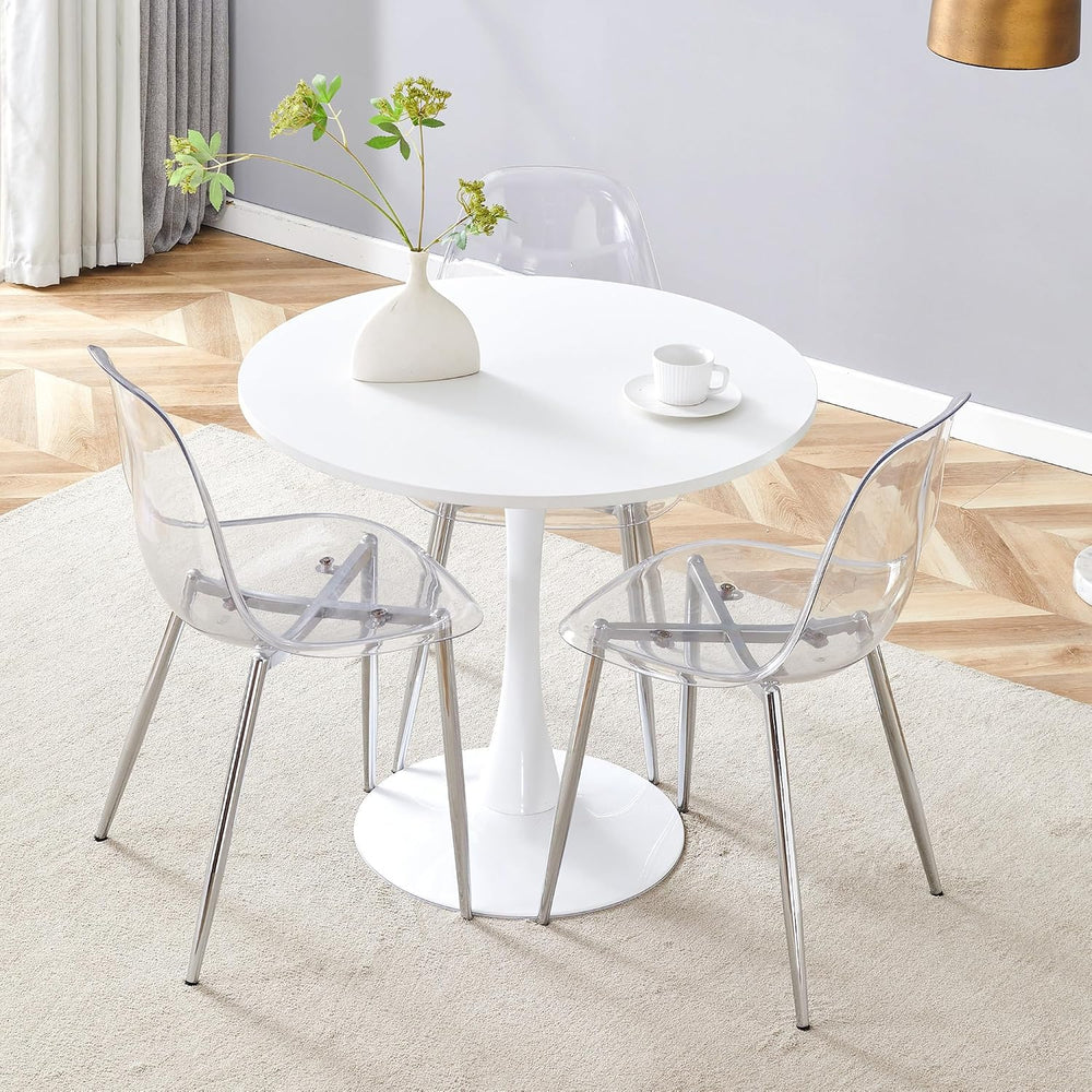 Clear Acrylic Dining Chairs Set of 4, Armless Modern Side Chairs with Transpa...
