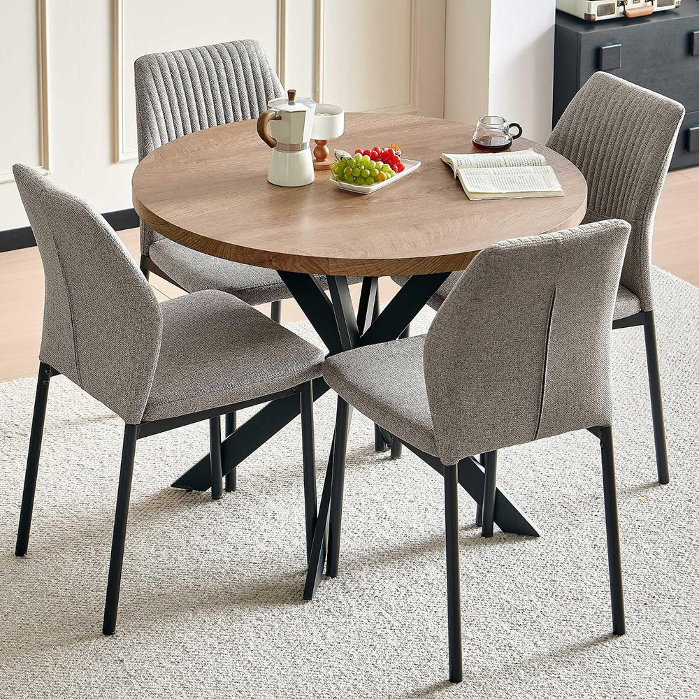 37" Round Dining Table Set for 4, Mid Century Modern Small Coffee Set fo...