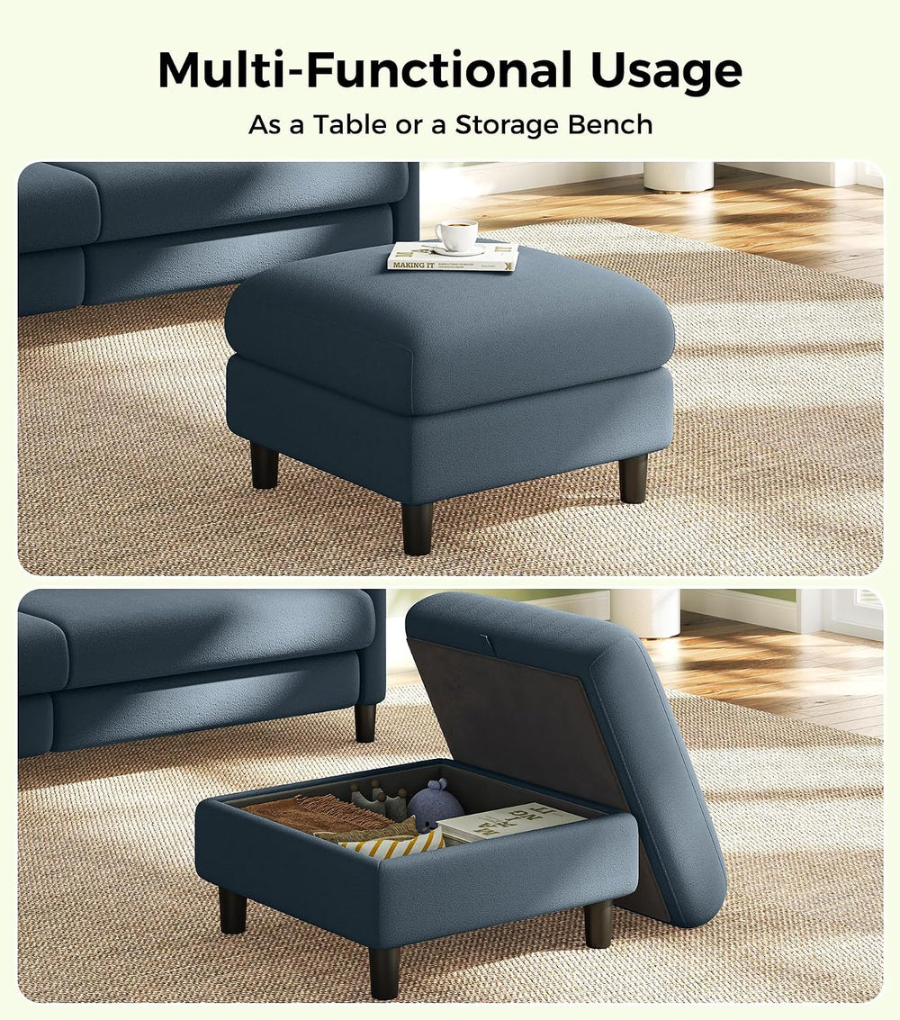 Welzona Teddy Storage Ottoman, 26.7"Large Living Room Ottoman, Coffee Ta...