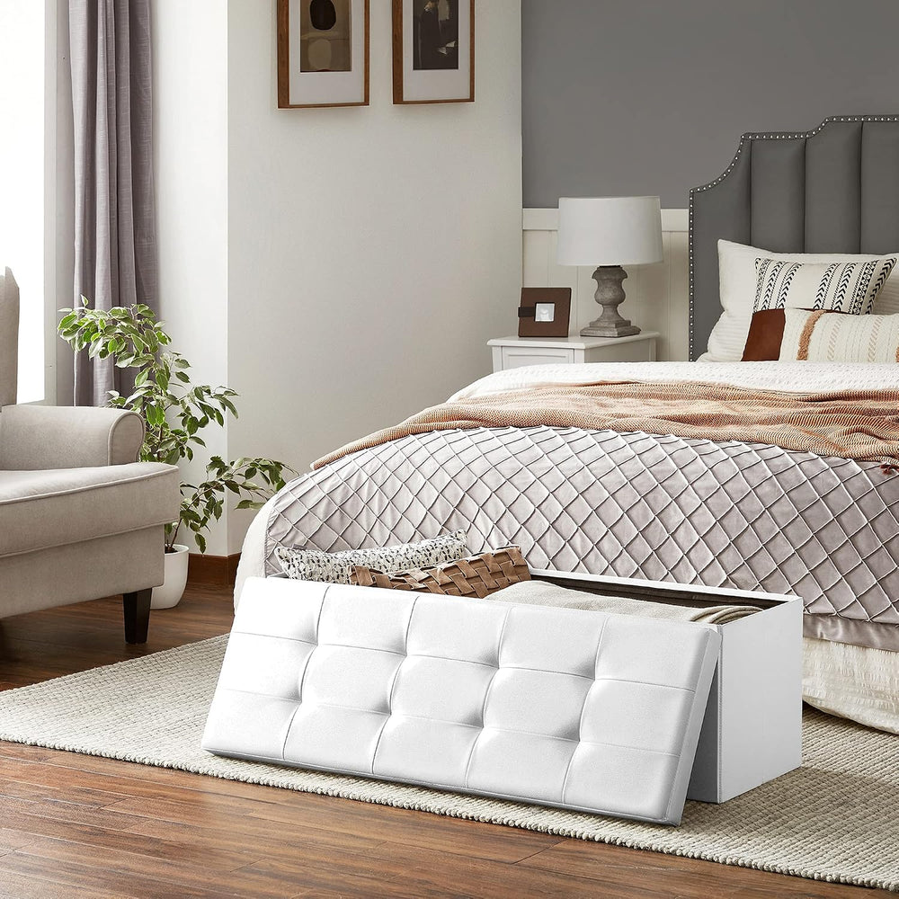 SONGMICS 43.3 Inches Folding Storage Ottoman Bench with Flipping Lid | Storag...
