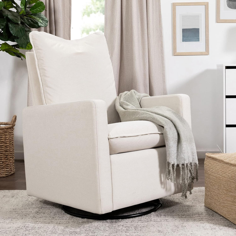 Babyletto Cali Pillowback Swivel Glider in Performance Plastic Cream Eco-Weav...