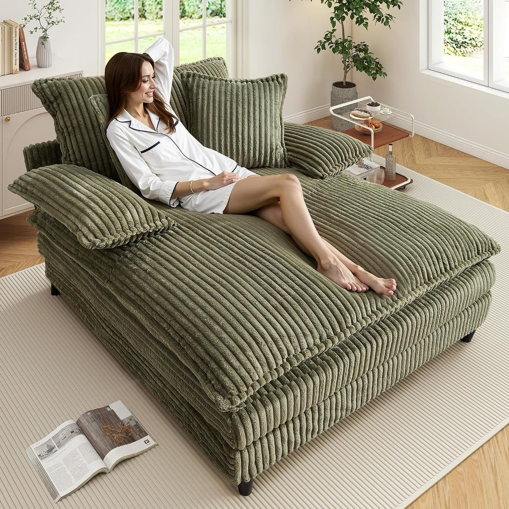WESTSETLUX 54.8" W Oversized Chaise Lounge Chair Indoor with 5-Position ...