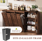 YITAHOME Kitchen Island with Power Outlet, 2 Tilt-Out Compartments | 2 tilt‑out compartments fit 13‑gallon trash bins. Adjustable shelf meets your storage demands