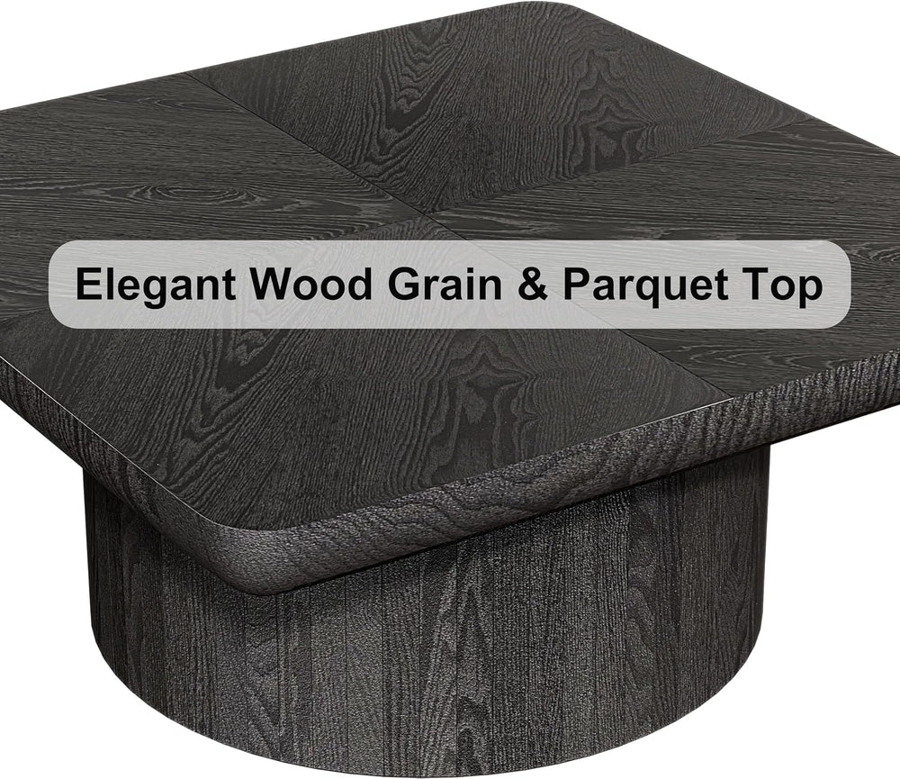 Nesting Coffee Table Set, 2 Piece, Square Parquet Wood Top | 2 Piece Set, Par...