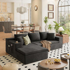 Homall 109" Boneless Couch with Memory Foam, Modular Sectional Sofa with L-Shape Chaise, Cloud Couch with Deep Seat, Dual Cup Holders & Side Pockets, No Assembly Required (Black)