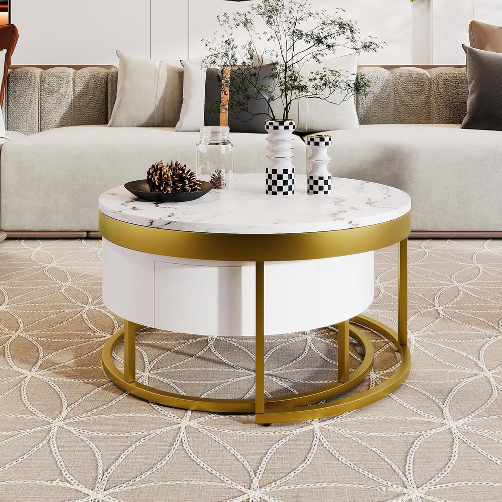 32" Space Saving Nesting End Table, Nesting End Tables with Storage Draw...