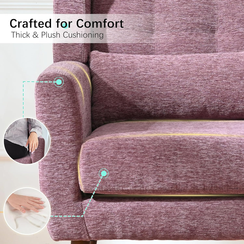 Modern Accent Chair, Upholstered Armchair with Pillow, Fabric Single Sofa Cha...