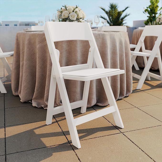 Flash Furniture Hercules Tucker Commercial White Resin Folding Chair - Lightw...