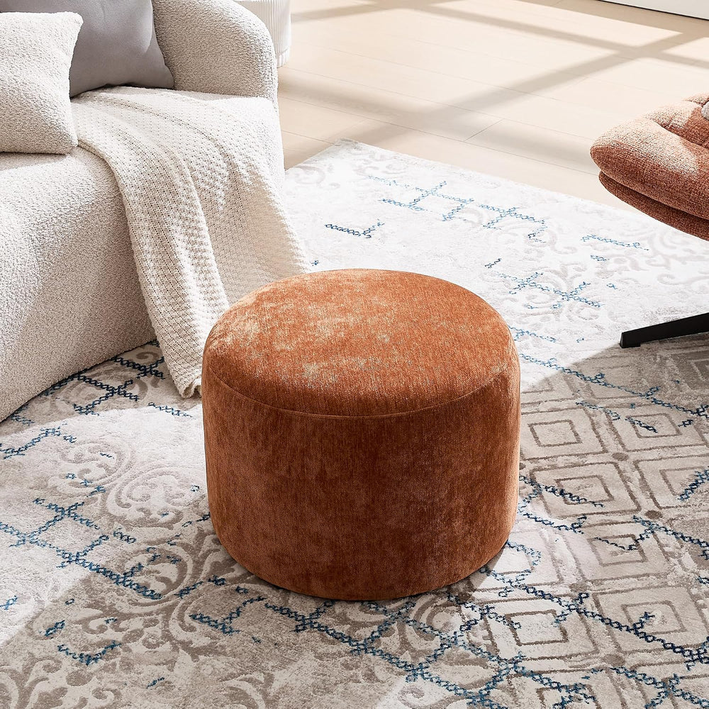Flouki Pouf Ottoman Footrest, Foot Stools, Modern Round Upholstered Ottomans,...