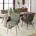 VKNOW Modern Dining Chairs Set of 4, Upholstered Dining Room Chair with Armrest, Kitchen Chairs with Curved Ergonomics Backrest for Living Room, Dining Room, Kitchen, Green