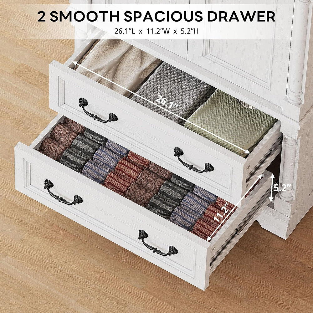LIKIMIO Armoire Wardrobe Closet 70" with 2 Drawers for Bedroom, White | ...