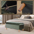 HomePop Home Decor | Tufted Ainsley Button Storage Ottoman Bench with Hinged Lid | Ottoman Bench with Storage for Living Room & Bedroom,Loden Green Velvet
