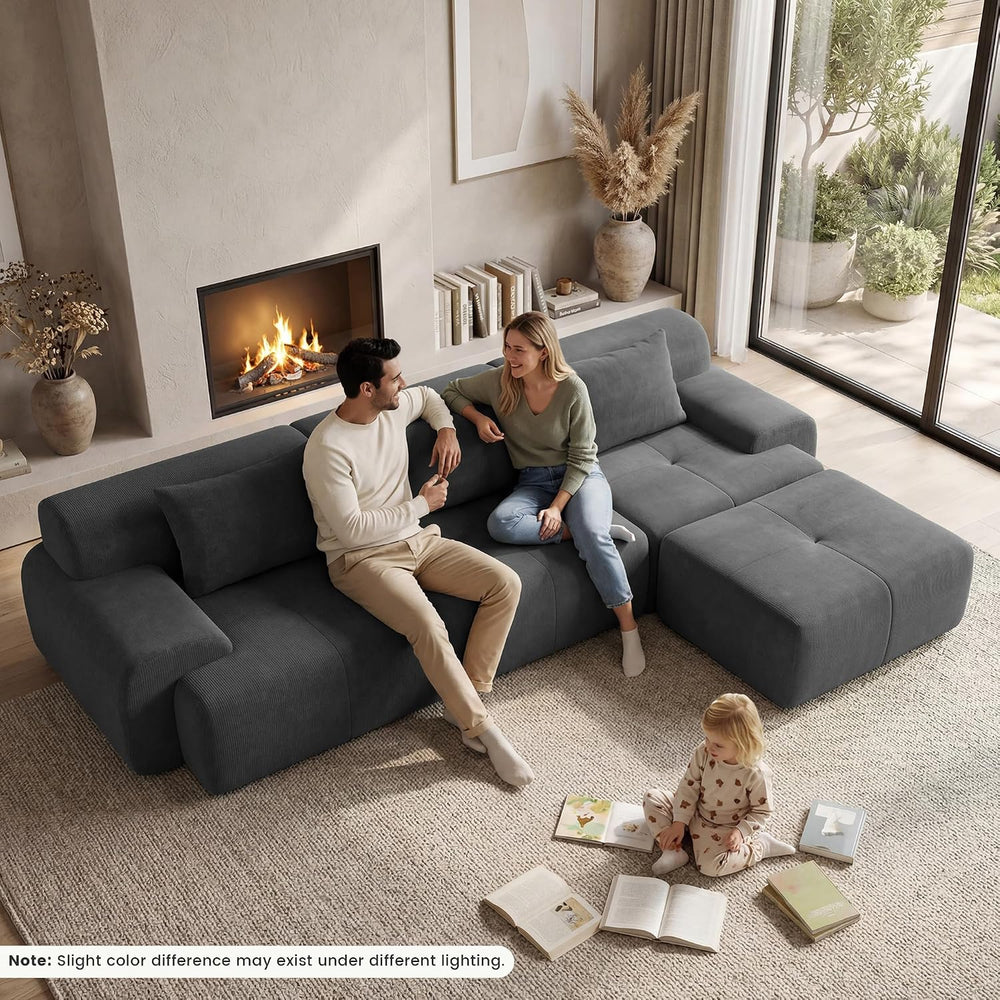 GRUSIGN 118'' Modular Sofa,Sectional Couch for Living Room | Tufted O...