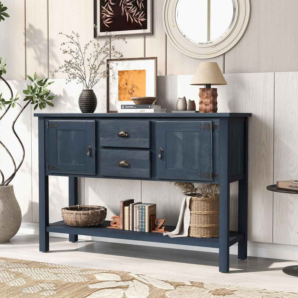 LKTART Farmhouse Sideboard Buffet Cabinet,Solid Wood Sideboard with Storage D...