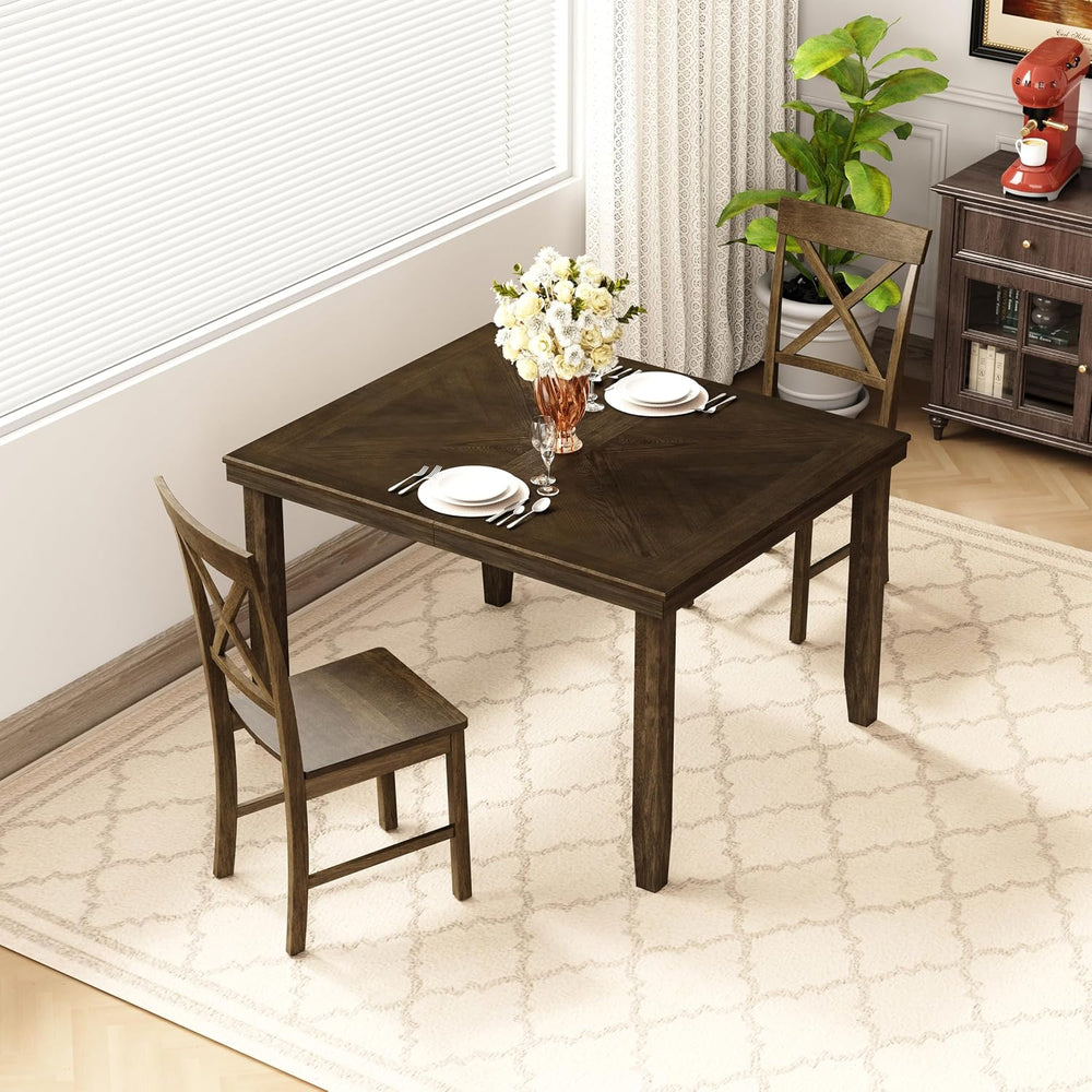 47.2in-63in Solid Wood Extendable Dining Table for 4-8, Unique Wood Grain, Mo...