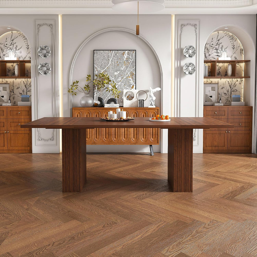 Rectangle Dining Table for 4-6, 78" Modern Dining Room Table with 2-Tier...