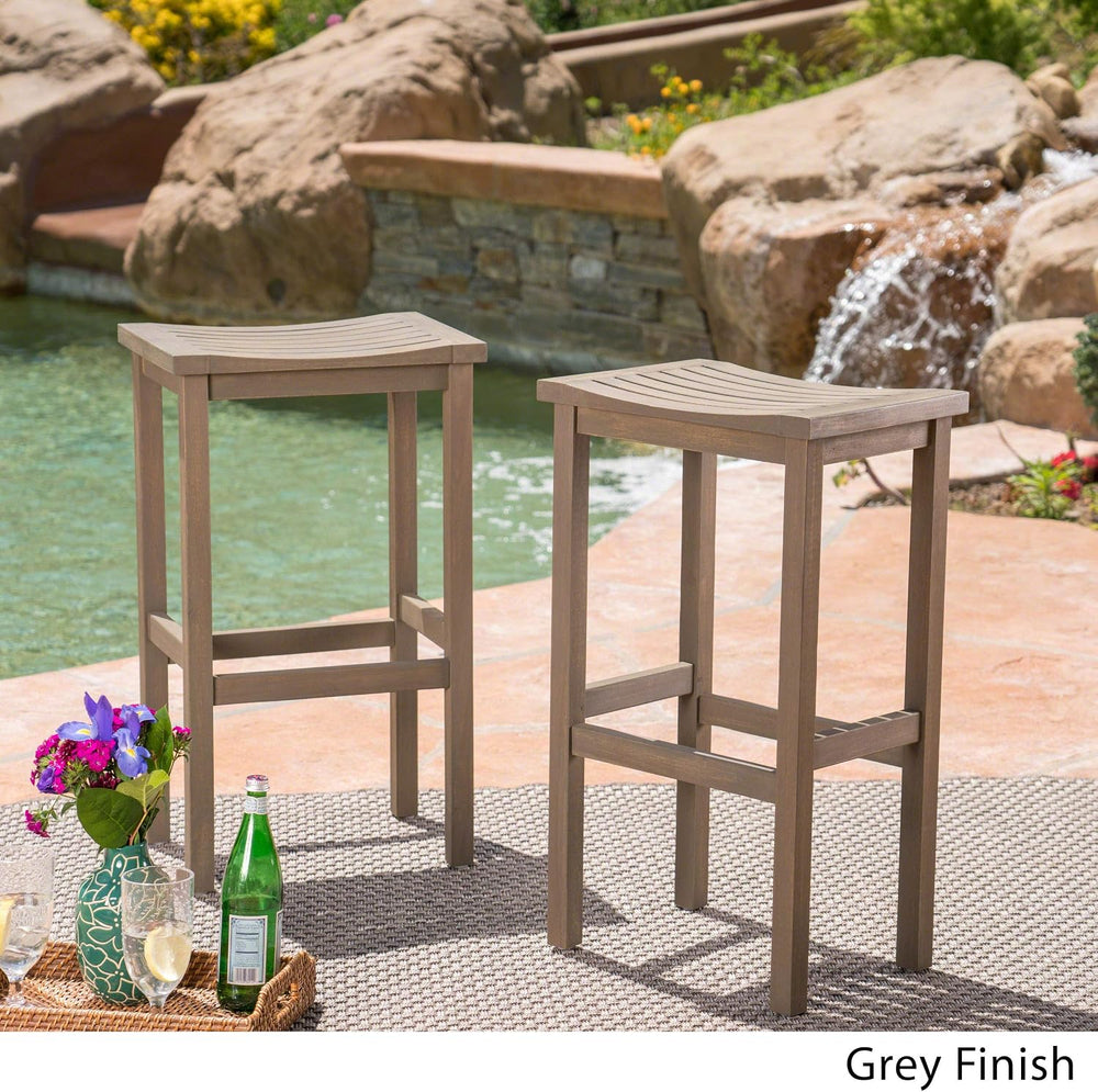 Christopher Knight Home Caribbean Outdoor 30" Acacia Wood Barstools, 2-P...