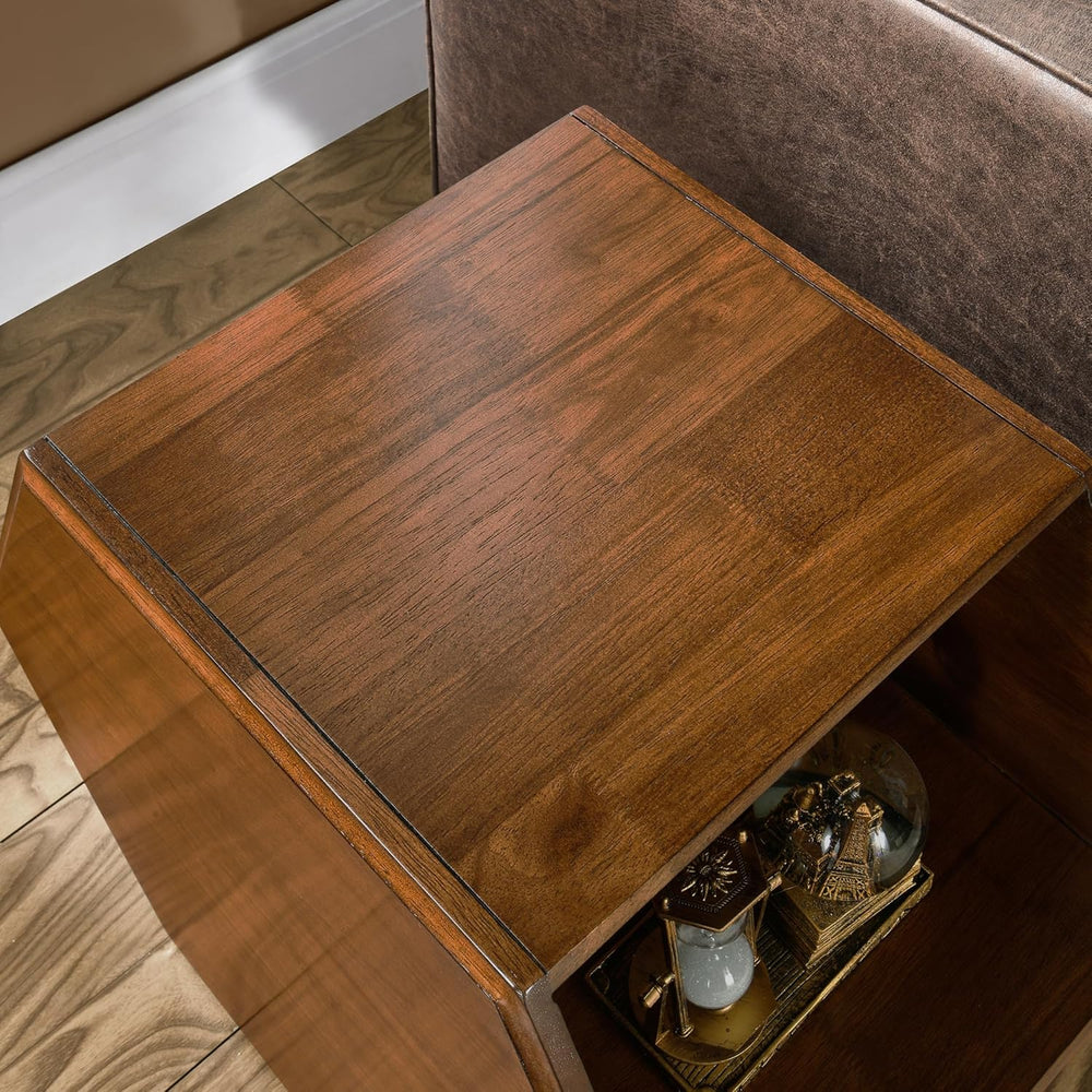 LEEMTORIG Hexagonal Narrow Solid Wood End Table, Multi Purpose Coffee Table w...