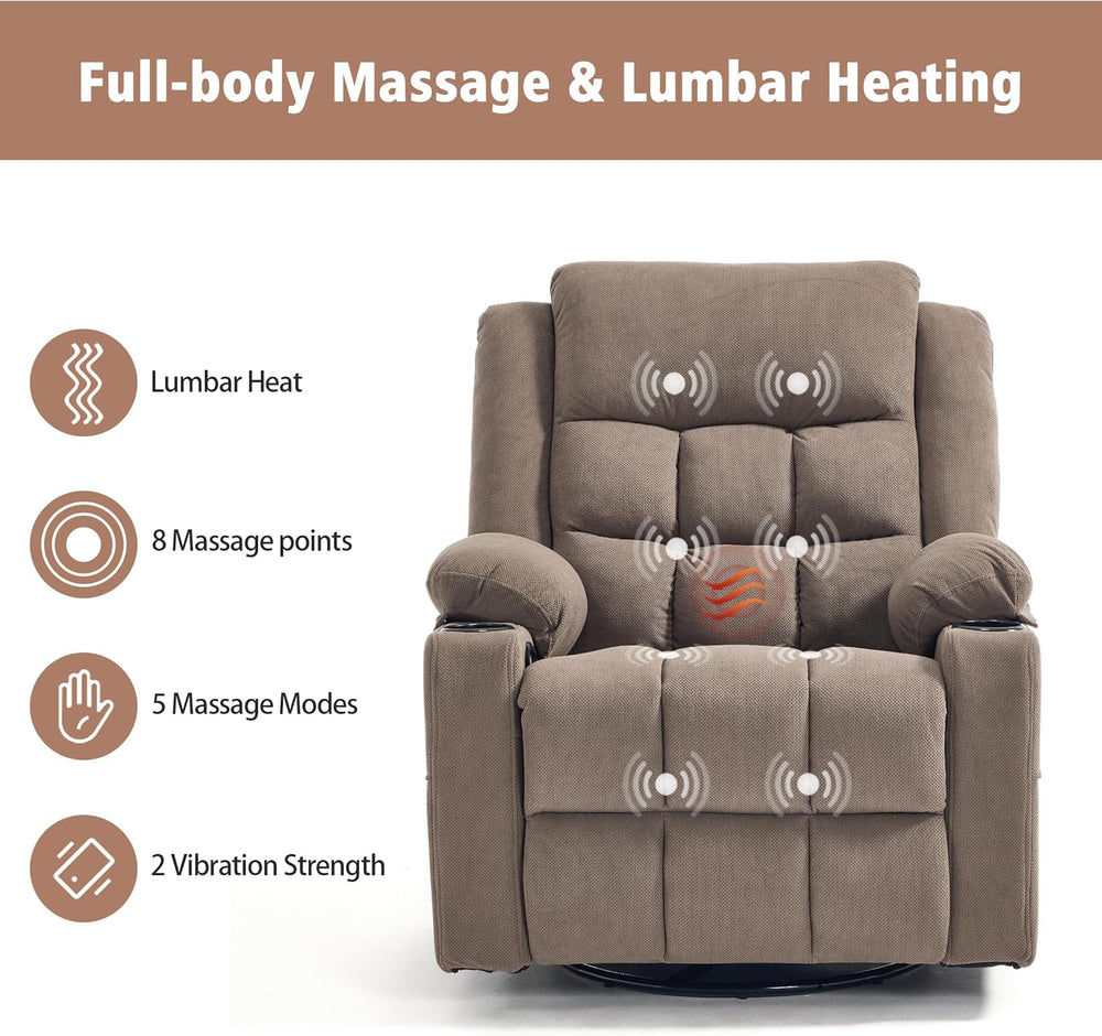 Ketaiyou Rocker Swivel Recliner Chair for Adults, Overstuffed Manual Recliner...