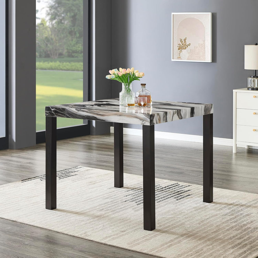 Roundhill Furniture Cavira Modern Faux Marble Counter Height Dining Table