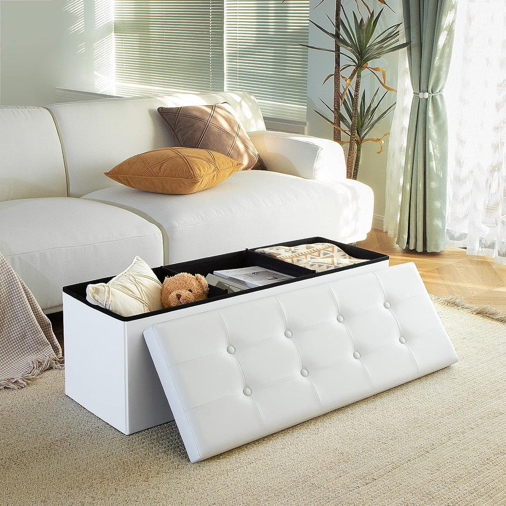 Camabel 43 Inch Folding Storage Ottoman Bench 120L Hold up 700lbs Ottoman wit...