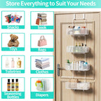 HapiRm Over Door Organizer Storage - Separable Door Organizer Hanging with 4 Metal Large Capacity Baskets for Bathroom Bedroom Kitchen Pantry Closet (White)