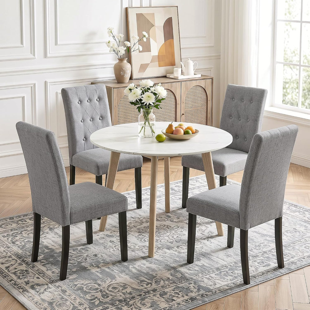 VECELO Upholstered Dining Chairs Set of 4, Button Tufted Parsons Chairs with ...