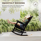 LUE BONA Rocking Chair Outdoor, Weather Resistant Poly Plastic Rocker Chairs, 350lb Heavy Duty, Oversized Porch for Adult, High Back Smooth Chairs Outdoor & Indoor, Black