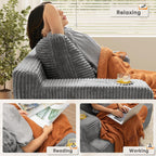 Homall Oversized Chaise Lounge Chair, Cloud Couch with Fluffy Upholstered, Deep Seat Sleeper Sofa Bed with Two Cup Holders, Comfy Boneless Couch No Assembly Required for Living Room, Apartment (Grey)