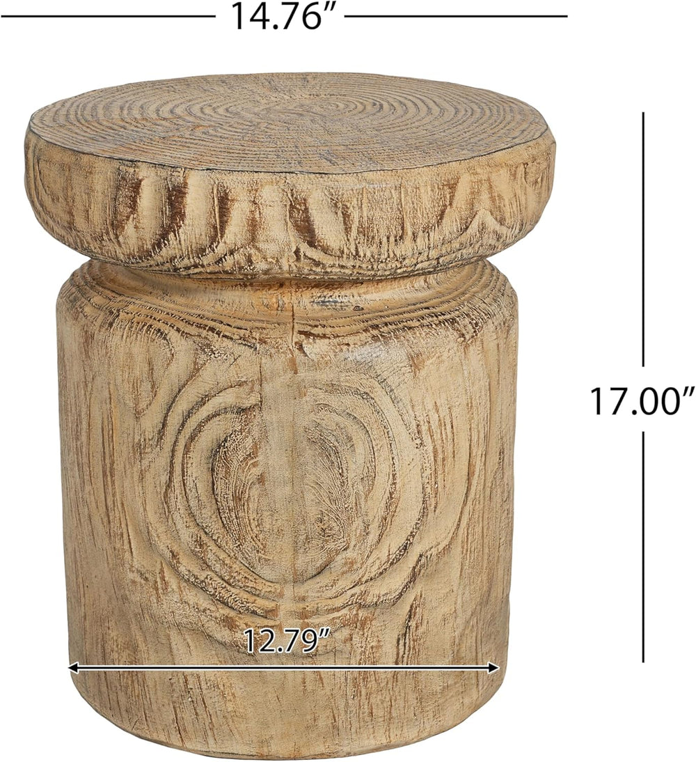 Merax MGO Wood Grain Side Table, Realistic Tree-Stump Design, Lightweight Con...