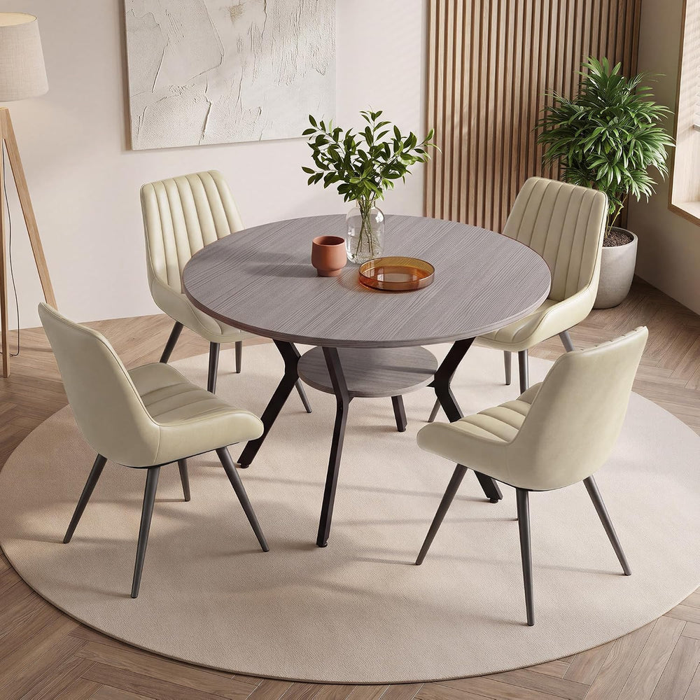 Miereirl 42.13" 5-Piece Round Dining Table Set for 4, Kitchen Table Set ...