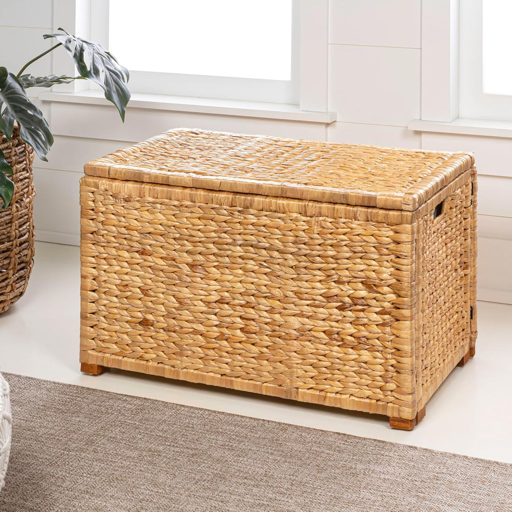 happimess HPM9005A Anada Wicker Weave 30" Storage Trunk, Wooden Frame/Wa...